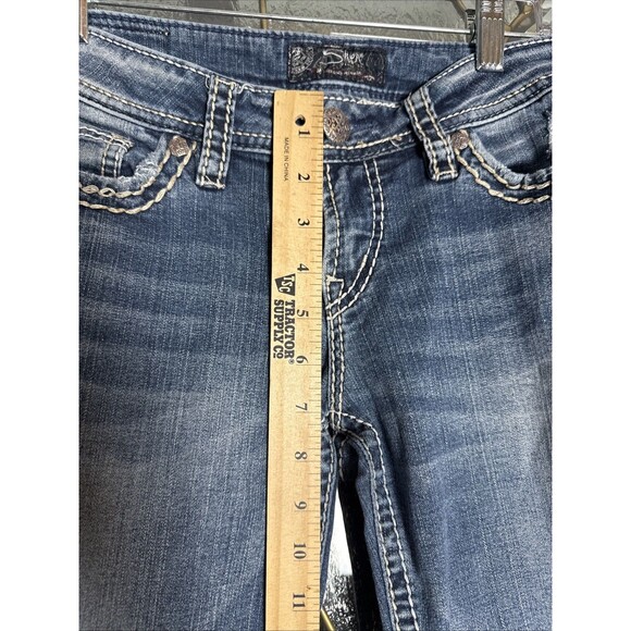 Silver Jeans Womens Aiko Mid Skinny Medium Wash 27x33 Denim Western Glove Works - Picture 7 of 10